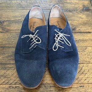 Men's Navy Italian Suede Lace-Up Loafers